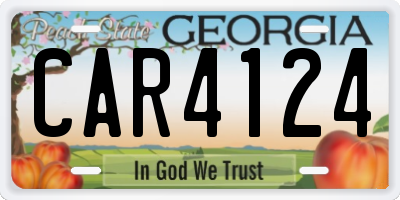 GA license plate CAR4124