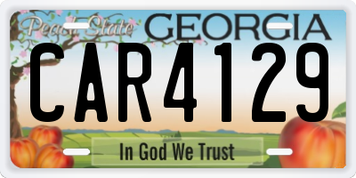 GA license plate CAR4129