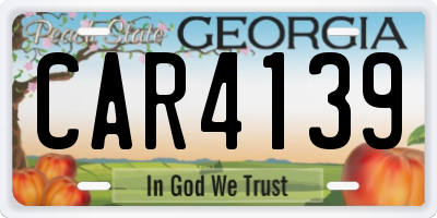 GA license plate CAR4139