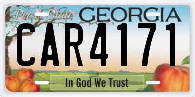 GA license plate CAR4171