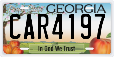 GA license plate CAR4197