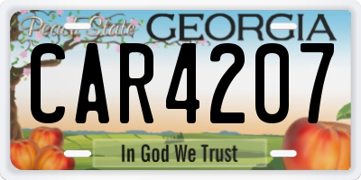GA license plate CAR4207