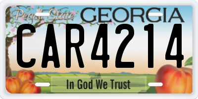 GA license plate CAR4214