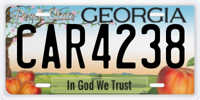 GA license plate CAR4238