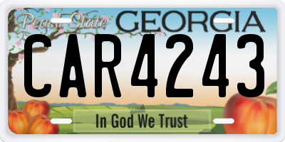 GA license plate CAR4243