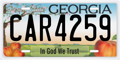 GA license plate CAR4259