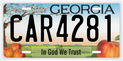 GA license plate CAR4281