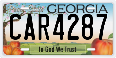GA license plate CAR4287