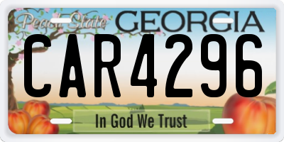 GA license plate CAR4296