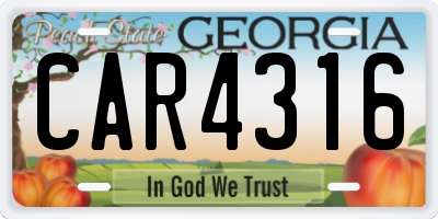 GA license plate CAR4316