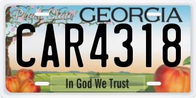 GA license plate CAR4318