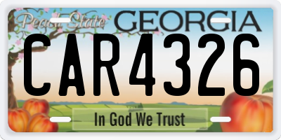 GA license plate CAR4326