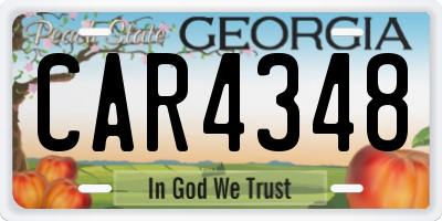 GA license plate CAR4348