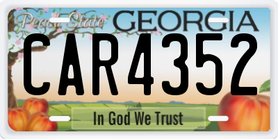 GA license plate CAR4352