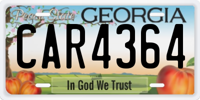 GA license plate CAR4364