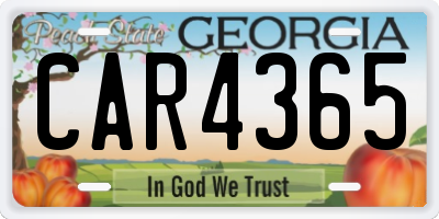 GA license plate CAR4365