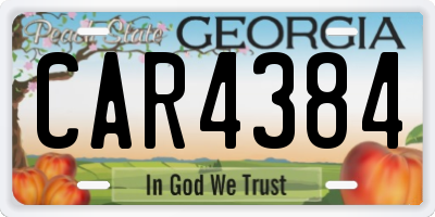 GA license plate CAR4384