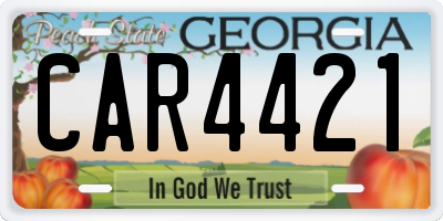 GA license plate CAR4421