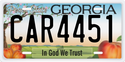 GA license plate CAR4451