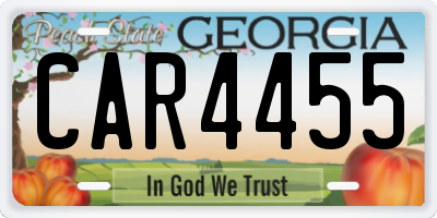 GA license plate CAR4455