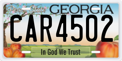 GA license plate CAR4502