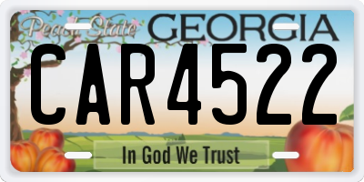 GA license plate CAR4522