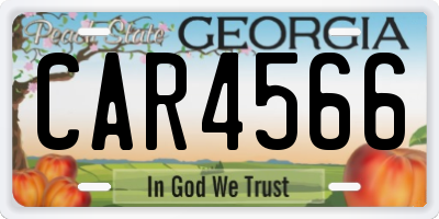 GA license plate CAR4566