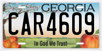 GA license plate CAR4609