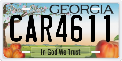 GA license plate CAR4611