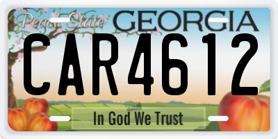 GA license plate CAR4612