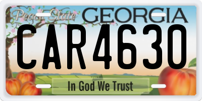 GA license plate CAR4630