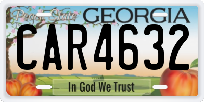 GA license plate CAR4632