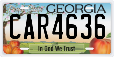 GA license plate CAR4636