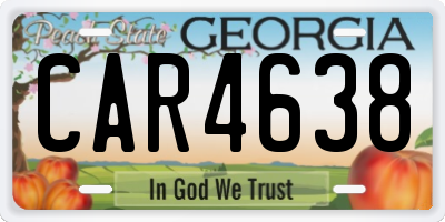 GA license plate CAR4638
