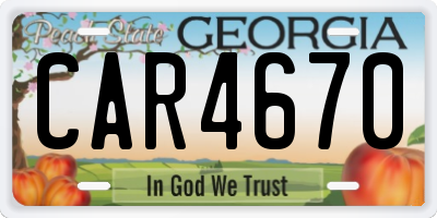 GA license plate CAR4670