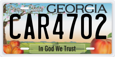 GA license plate CAR4702