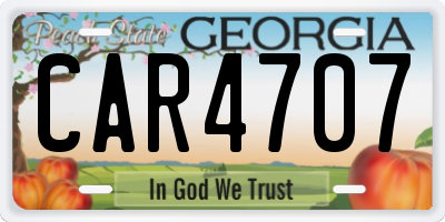 GA license plate CAR4707
