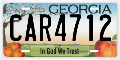GA license plate CAR4712