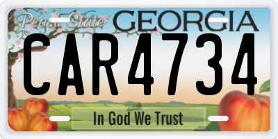 GA license plate CAR4734