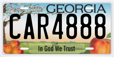 GA license plate CAR4888