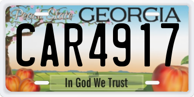 GA license plate CAR4917