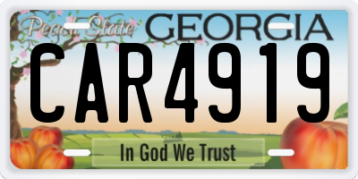 GA license plate CAR4919