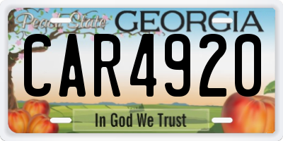 GA license plate CAR4920