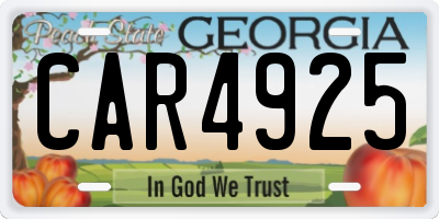 GA license plate CAR4925