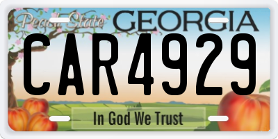 GA license plate CAR4929