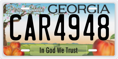 GA license plate CAR4948