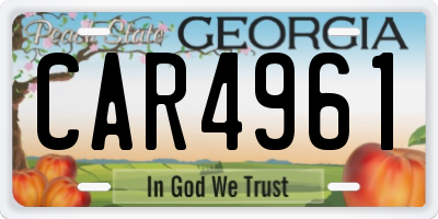 GA license plate CAR4961