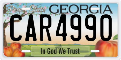 GA license plate CAR4990