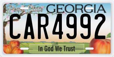 GA license plate CAR4992