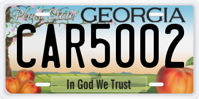 GA license plate CAR5002